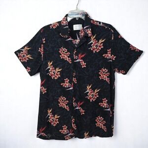 ZIPCODE Ricky Singh Men Medium Floral Hawaiian‎ Shirt Short Sleeve Button Up